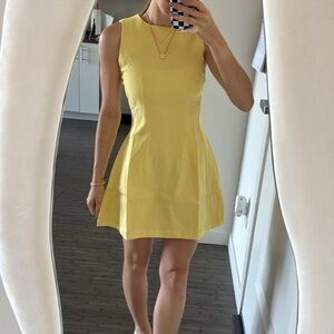 Elegant butter Yellow high neck Sleeveless Dress fit and flare